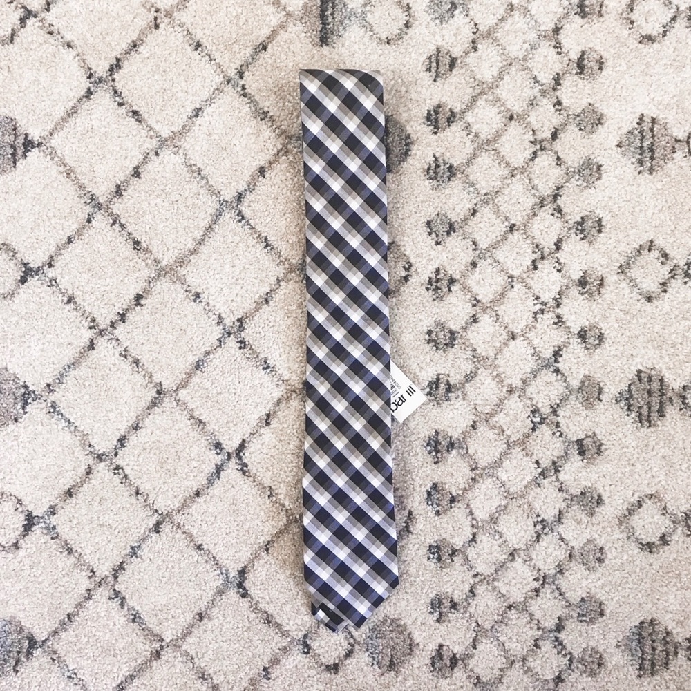 3 for $30 Bar III NWT Black Navy & White Checkered Tie